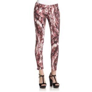 ROMEO & JULIET Couture ABSTRACT Burgundy SLIM Stretch Denim SKINNY